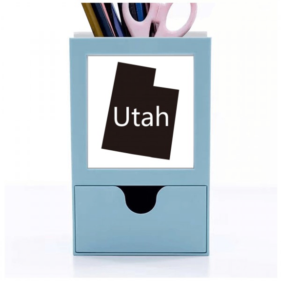 Utah The United States Of America Map Desk Supplies Organizer Pen Holder Card