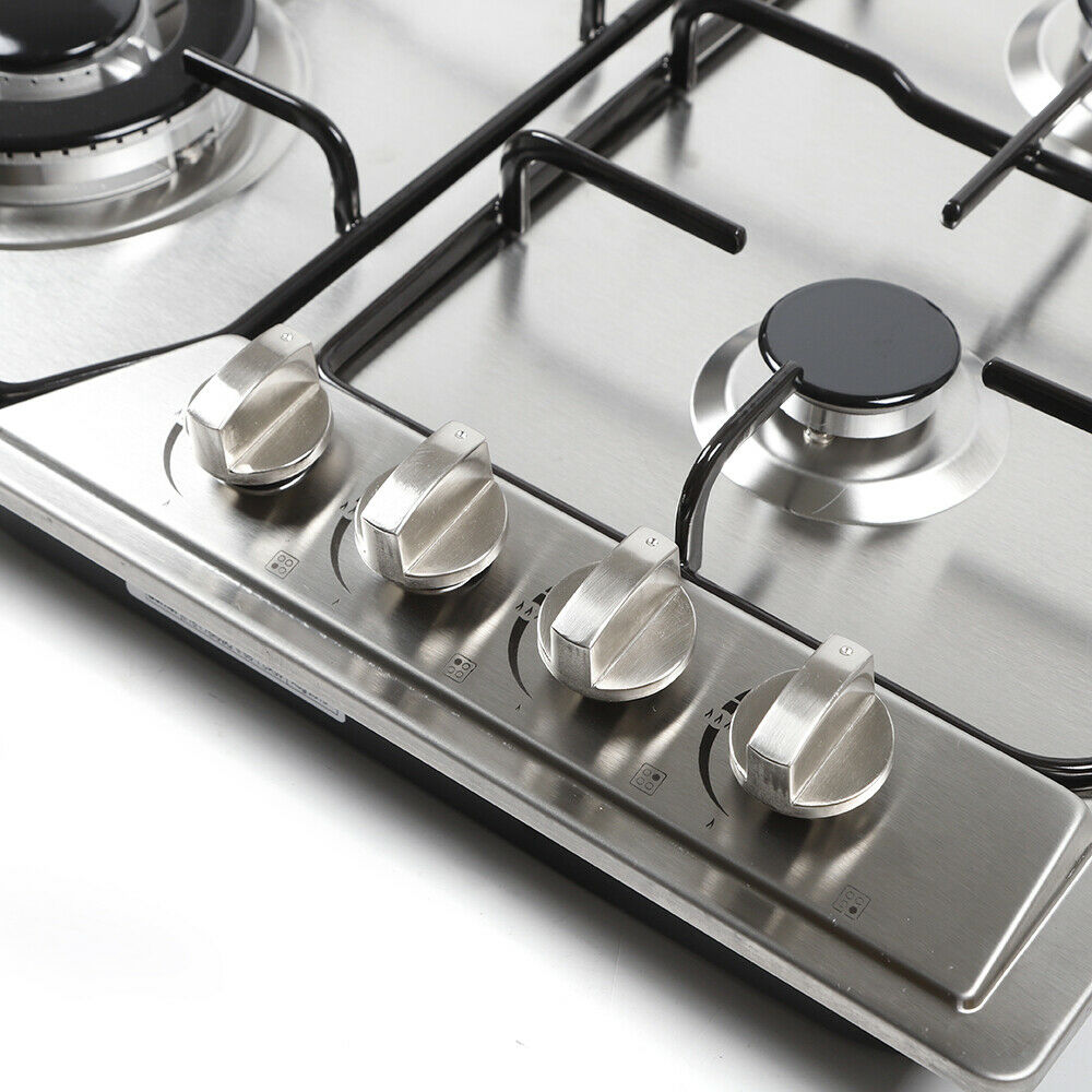 DENEST Kitchen Gas Cooktop 23" 4 Burner Gas Stove NG /LPG Built-In Gas Cooktop Stainless Steel