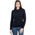 thumbnail image 1 of SAOL Irish Aran Fisherman Tunic Fitted Sweater Wool Blend Women's Crew Neck Cable Knit Pullover, 1 of 6