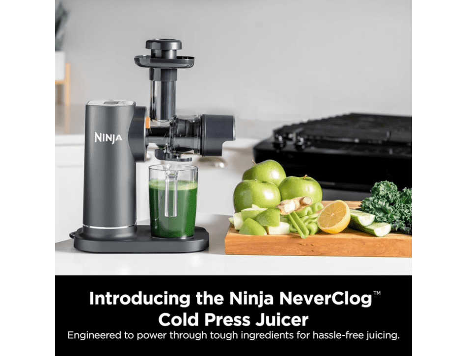 Restored Ninja NeverClog Cold Press Juicer, Powerful Slow Juicer with Total Pulp Control, Countertop, Electric, 2 Pulp Functions, Dishwasher Safe, Charcoal (Refurbished)