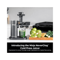 thumbnail image 3 of Restored Ninja NeverClog Cold Press Juicer, Powerful Slow Juicer with Total Pulp Control, Countertop, Electric, 2 Pulp Functions, Dishwasher Safe, Charcoal (Refurbished), 3 of 4