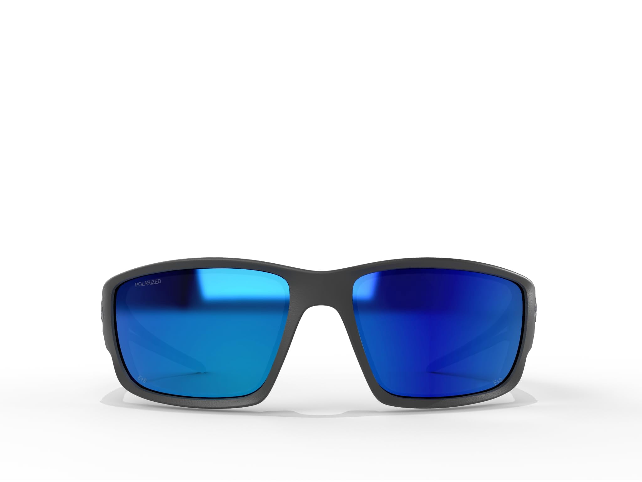 EDGE Kazbek Polarized Wrap-Around Safety Glasses, Anti-Scratch, Non-Slip, UV 400, Military Grade, ANSI/ISEA & MCEPS Compliant, 5.04" Wide (Black Frame/Aqua Precision Blue Mirror Lens)