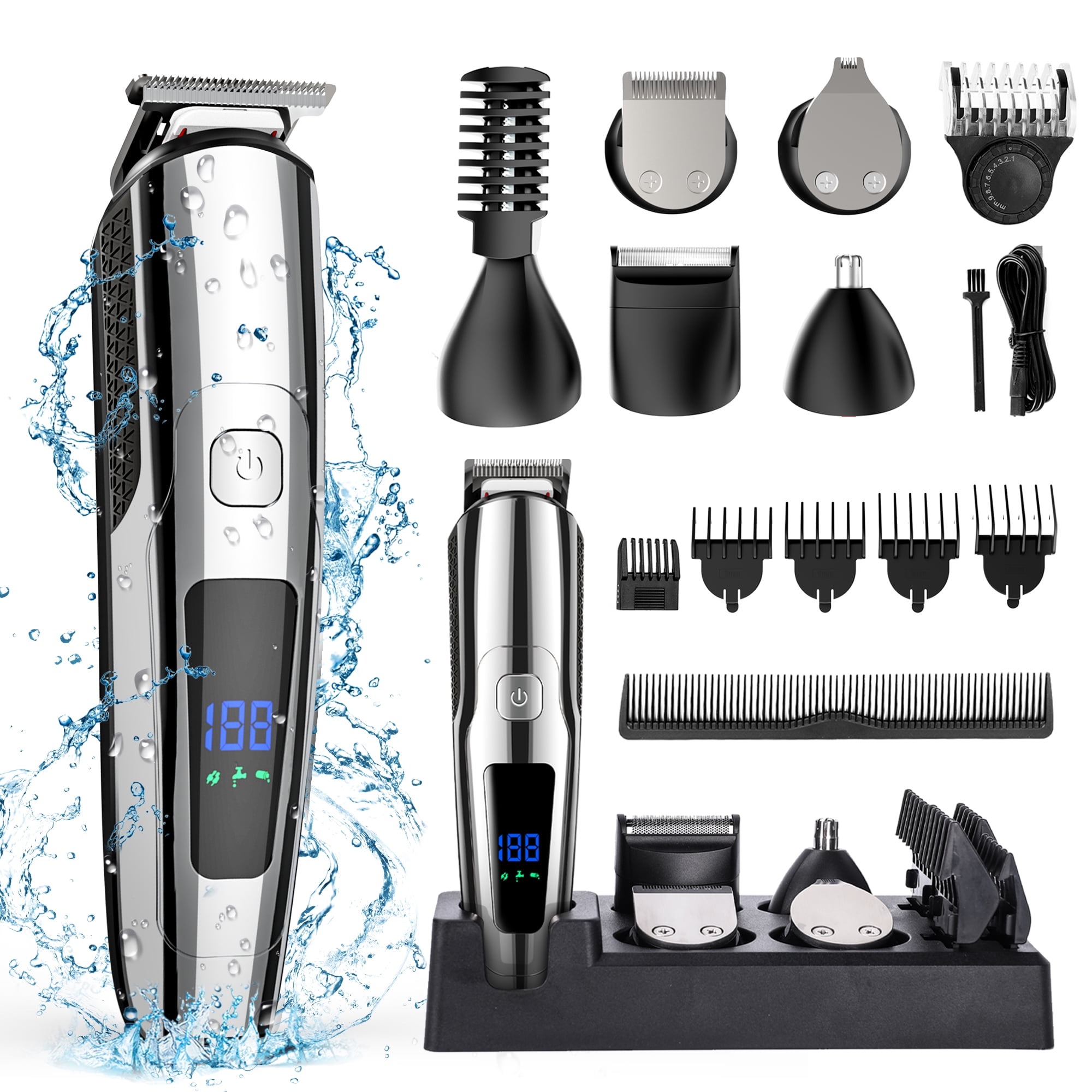 Professional Hair Clippers for Men, Electric Hair Clipper Nose Hair Trimmer  In Set Digital Display Men's Hair Clipper Adjustable Cutter Head Groom
