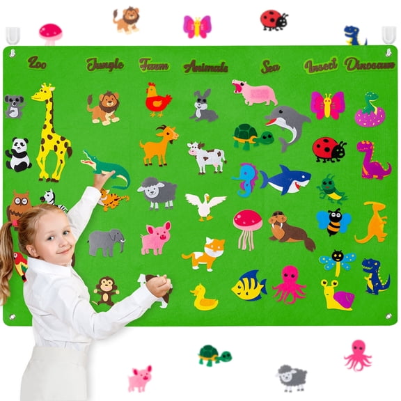 54Pcs Animal Sorting Felt Storyboard Set, Storytelling Games Supplies for Early Education Classroom Teaching