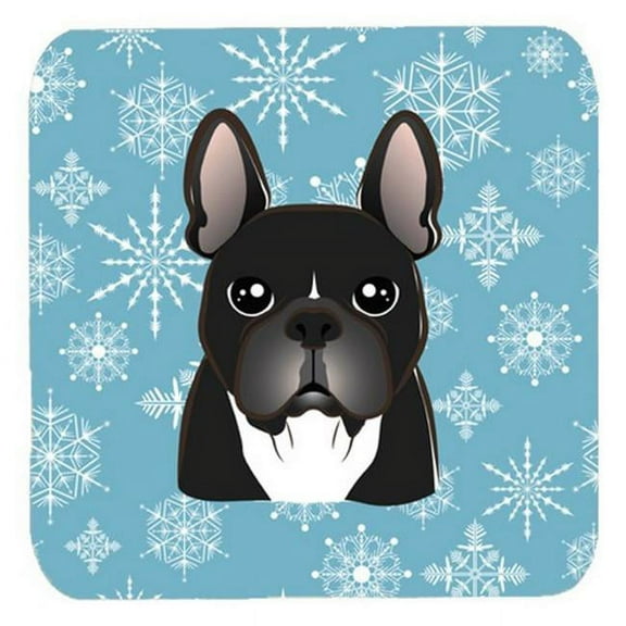 Snowflake French Bulldog Foam Coasters, Set Of 4