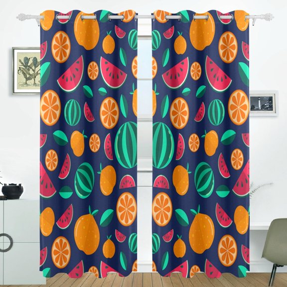 POPCreation Fruit Pattern Window Curtain Blackout Curtains Darkening Thermal Blind Curtain for Bedroom Living Room,2 Panel (52Wx84L Inches)