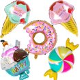 thumbnail image 1 of Otra decoración de jardín 5 piezas Globos de papel de helado Kawaii Helado Donut Globos de comida dulce para niñas de verano Fiesta de cumpleaños para niños Decoraciones para espectáculos de bebé, 1 of 5