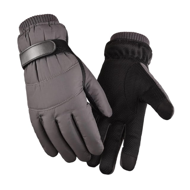 Guantes de invierno para hombre, gruesos y forrados, antideslizantes, para pantalla táctil, portátiles, térmicos Gris