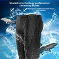 thumbnail image 3 of Los bañadores impermeables de la piel del tiburón cinco de los hombres de los troncos de natación fijaron los troncos de natación del color sólido de los hombres, 3 of 6
