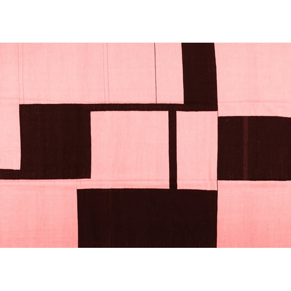 Ahgly Company Indoor Rectangle Abstract Red Contemporary Area Rugs, 7' x 10'