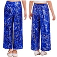 thumbnail image 6 of Lejafay Sequin Casual Pants for Girls Kids Elastic Waist Sparkling Trousers Royal Blue 6, 6 of 7