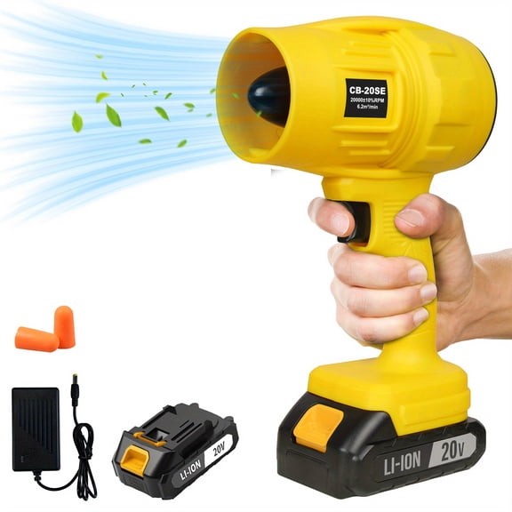 20000RPM electric cordless blade blower, 20V turbojet blower, high-pressure blower, with one or two batteries, suitable for birthday or holiday gifts, home use, work environment use