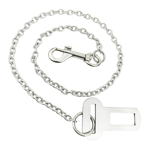 Chew Proof Metal Chain Dog Seat Belt for Car, 24 Inch Stainless Steel Pet Safety Leash with 360° Swivel Hook, Strong Restraint Harness Attachment for All Size Dogs, Travel Vehicle , Metal Chain*1