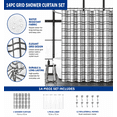 thumbnail image 2 of Mainstays 14 Piece Black & White Leave Grid Shower Curtain Set – 72" x 72" Faux Linen Fabric Curtain, Waterproof PEVA Liner & Metal Hooks, Machine Washable, 2 of 12