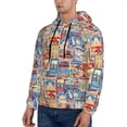 thumbnail image 3 of Uemuo Set Of Travel Vintage Pattern Men's Hoodie - Casual Pullover Hoodie with Kangaroo Pocket, Stylish Hooded Sweatshirt for Everyday Wear-Small, 3 of 7
