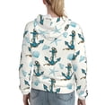 thumbnail image 7 of Picia Anchors And Shells Pattern Casual Women's Hoodie, Hooded Sweatshirt with Kangaroo Pocket, Comfortable Pullover with Eye-catching Drawstrings-X-Large, 7 of 7
