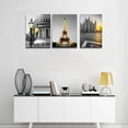 thumbnail image 5 of Black and white Architectural landscape Canvas Wall Art for Living Room kitchen Wall Artworks Bedroom Decoration, 3 Piece framed bathroom Home Wall decor posters Yellow Eiffel Tower wall painting, 5 of 6