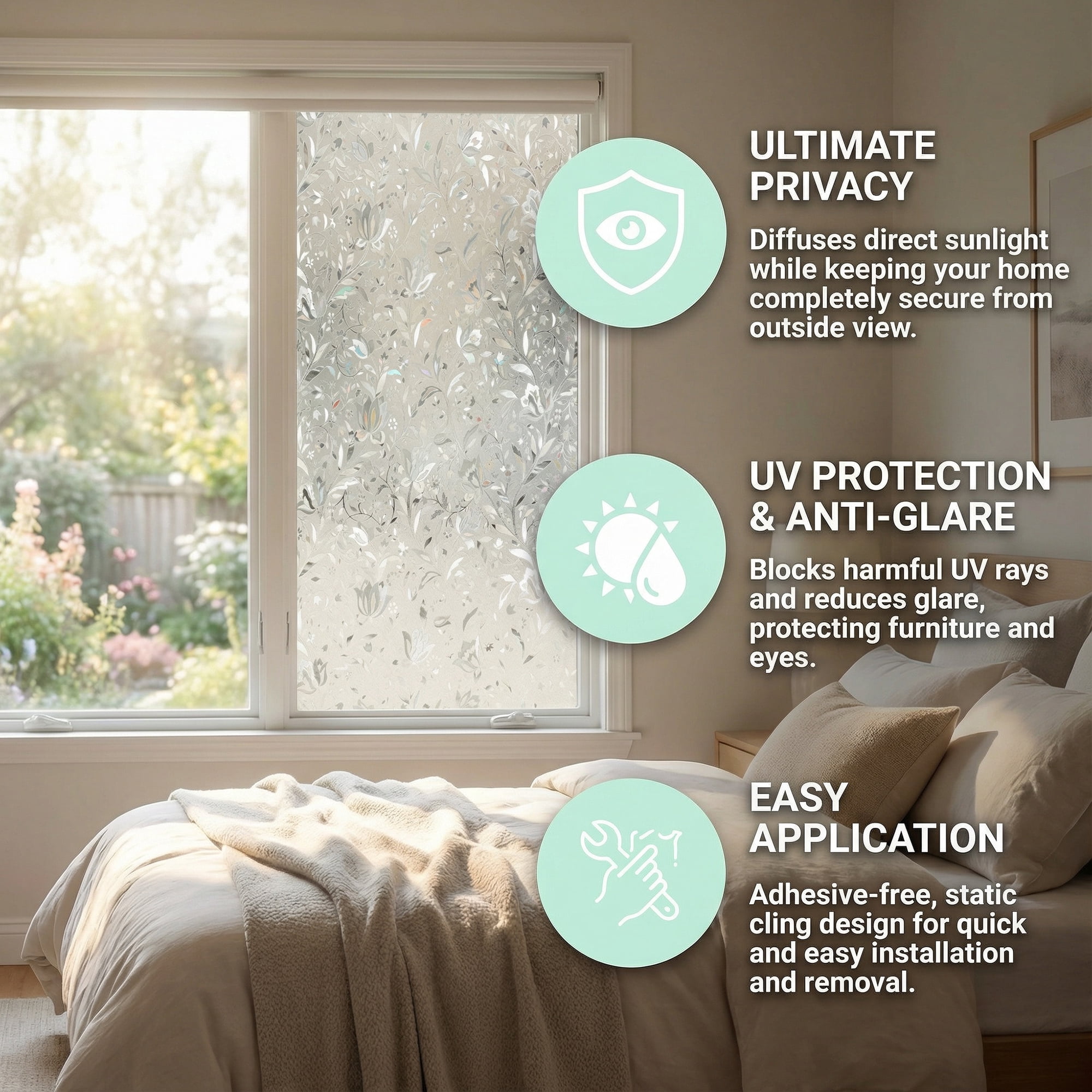 Unique Bargains Static Cling Frosted Window Privacy Film Iridescent Silver 39.4" x 23.6"