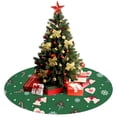 thumbnail image 3 of Christmas Tree Skirt,Green Christmas Pattern Christmas Tree Decor with Red Ribbon Ties,Round Shape,Christmas Decorations for Home 48"x48", 3 of 7