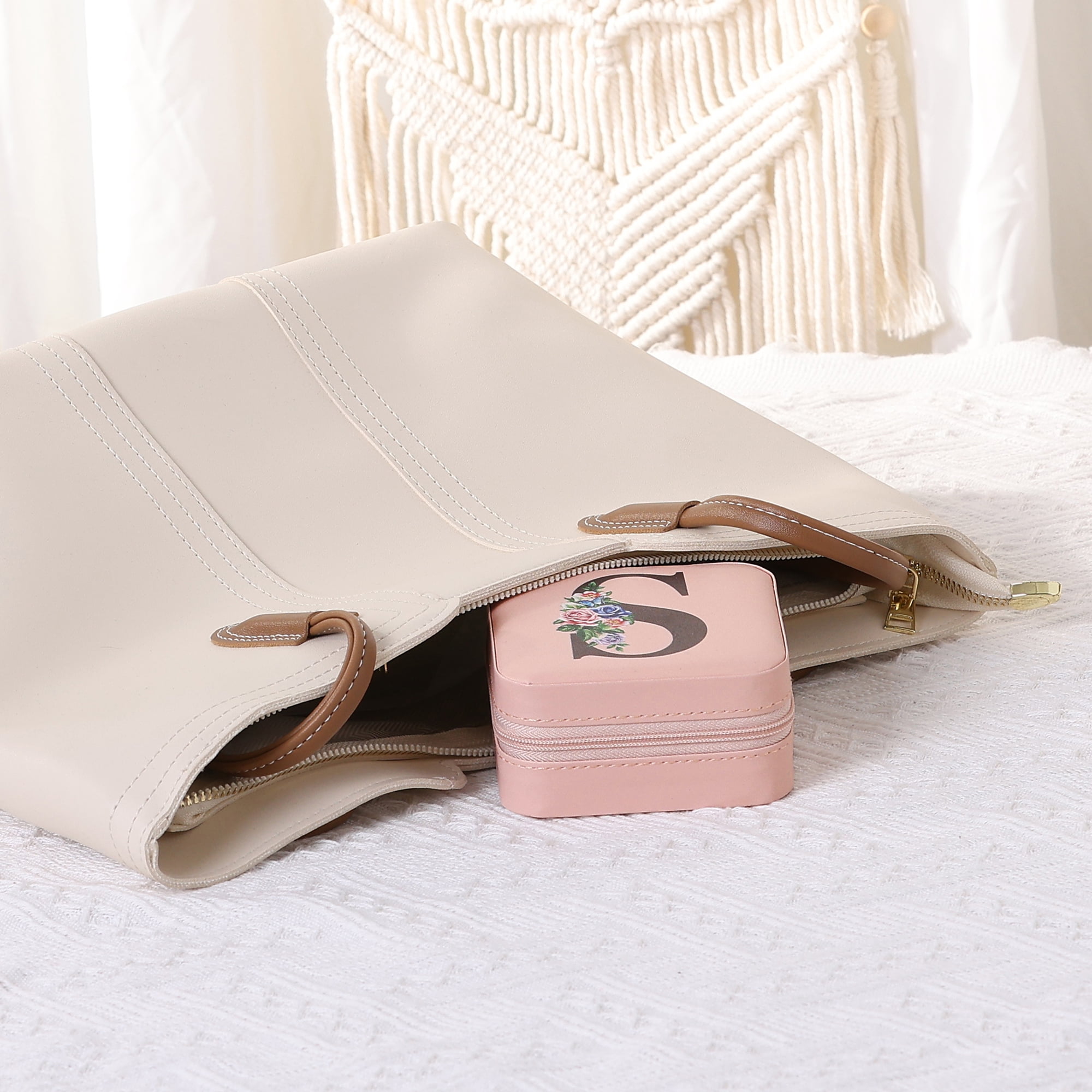 Unique Bargains Jewelry Box Small PU Leather Jewelry Organizer Case Storage Display Holder Pattern S