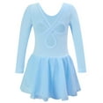 thumbnail image 3 of BRGZLK Girl Leotard Skirt Spring Solid Color Round Neck Elastic Long Sleeve Ruffle Edge Dress Princess Dress Ballet Tutu Dress Light Blue 5-6 Years, 3 of 4