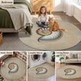 thumbnail image 6 of Ocean Conch 8' Round Area Rug, Vintage Coastal Underwater Creature Khaki Washable Non-Slip Large Circle Rugs for Living Room Bedroom, Soft Low Pile Rug Carpet for Dining Room Kitchen Farmhouse, 6 of 9