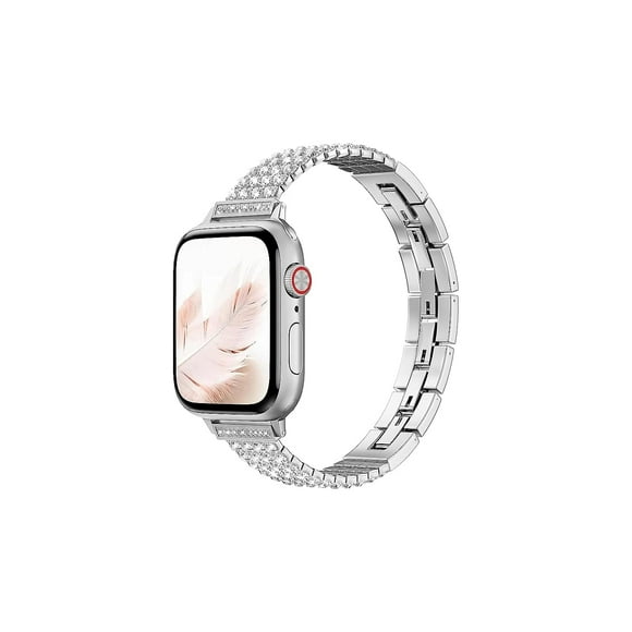 WorryFree Gadgets Correa delgada y brillante compatible con Apple Watch Band 38/40/4 mm, 42/44/45 mm iWatch Metal Strap Series 8 7 6 SE 5 4 3 2 1 para mujeres y niñas (38/40/41 mm, plateado)