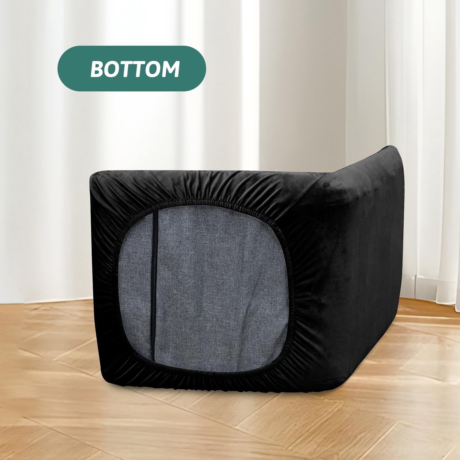 LKJYER Velvet Folding Floor Gaming Chair Cover Stretch Adjustable Floor Chair Slipcover Washable Padded Folding Gaming Sofa Chair Cover Floor Seating Lounge Chair Cover Protector for Living Room