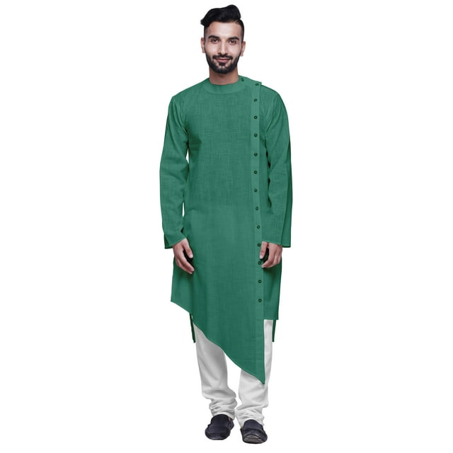 Atasi Kurta à Manches Longues pour Garçons, Coupe Asymétrique Unie, Kurta Long de Designer