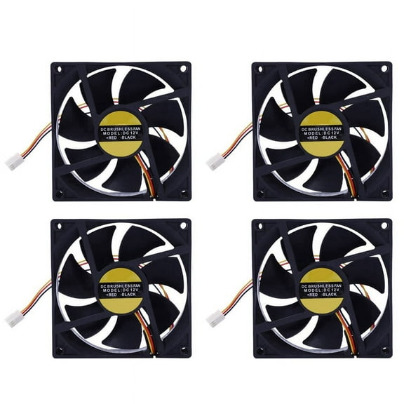 4X 3 Pin 90mm 25mm Cooler Fan Heatsink Cooling Radiator for Computer PC CPU 12V,4 x Cooler fan,Black