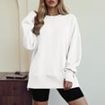 thumbnail image 2 of idosla Women Oversized Sweatshirts Thumbhole Long Sleeve Hoodies Shirts 2025 Fall Side Slit Pullover Top Teen Y2k Outfits (White, L), 2 of 7