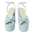thumbnail image 3 of Loeffler Randall Womens Roz Denim Knot-Front Platform Sandals, 3 of 3
