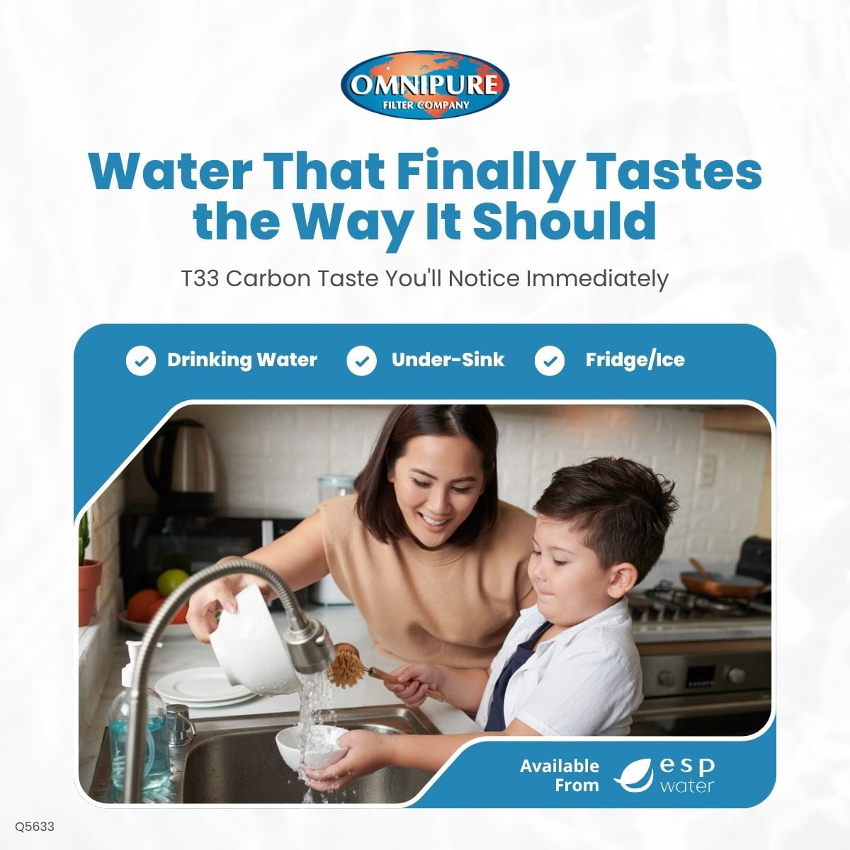 Omnipure Q5633 T33 Granular Activated Carbon Replacement Water Filtration Cartridge, 2.5 x 12 in, 0.5 Gpm, 2500 gal, 4-Pack, for RO and Under-Sink Systems