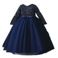 thumbnail image 1 of AMERTEER Robe Princesse pour Filles Bébé Manches Longues Sequins Maille Noël Anniversaire Fête Banquet Rouge 11-12 Ans, 1 of 8