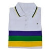 Adult 3X XXXL Mardi Gras Rugby White Purple Green Yellow Knit SS Shirt