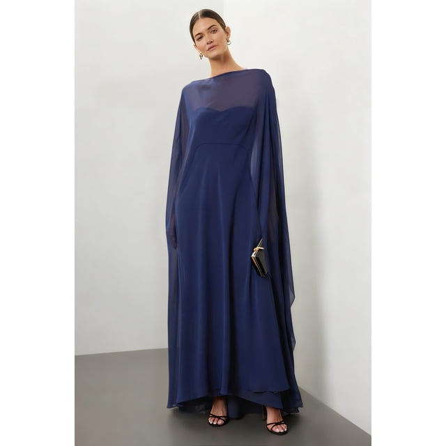 Mialoley Cape Longue Transparente pour Femmes, Mode, Col Ras du Cou, Couleur Unie/imprimé à Pois, Poncho Châle de Couverture