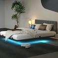 thumbnail image 6 of Behost Queen Size Bed Frame Floating Platform Upholstered with LED Lighting and Built-in Charging Station, Metal Frame, Gray, 6 of 9