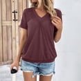 thumbnail image 5 of SUNBS Shirts for Women Short Sleeve V Neck Blouses Casual Loose Fit Pleated Tops Trendy Cute Fashion Clothes, 5 of 8