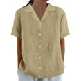 thumbnail image 2 of mfyjkho Tops De Moda Para Mujer, Camisa Informal De Manga Corta Con Solapa Y Botones De Color Liso Para Mujer Tops De Gimnasio Para Mujer Xl, 2 of 6