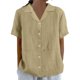 thumbnail image 3 of Chaqueta deportiva,Camisa de manga corta con cuello en V y botones para mujer, top informal con estampado liso, mezcla de poliéster y elastano, largo regular para uso diario, sopatenor, 3 of 8