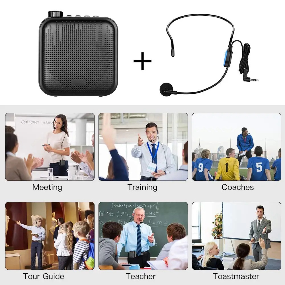 Portable Voice Amplifier Mini Audio Speaker with Microphone Rechargeable Ultralight Loudspeaker for Teachers