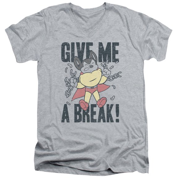 Mighty Mouse - Give Me A Break - Slim Fit V Neck Shirt - Medium
