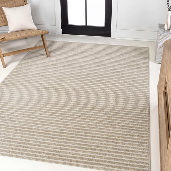 JONATHAN Y SCANDINAVIAN 3 x 5 Area Rug, Aarhus Minimalist Striped - Beige/Cream, SCN102C-3