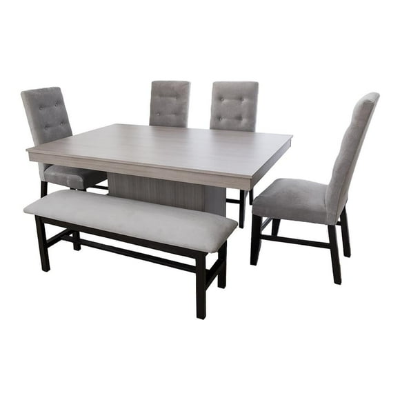 Comedor Camacho Elegant con 4 Sillas y 1 Banca Gris