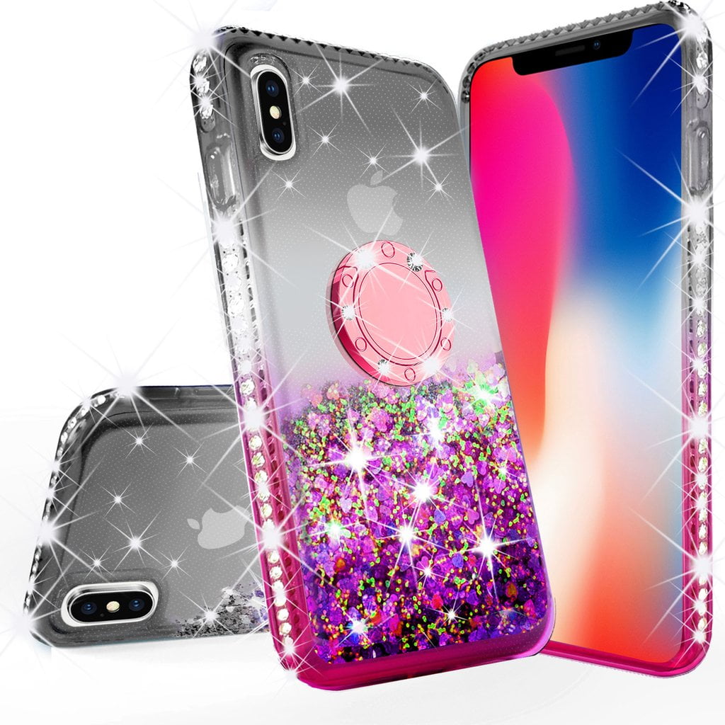Apple iPhone Xs Max Case,Liquid Glitter Bling Sparkly Bumper Shock