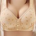 thumbnail image 3 of Elabch Womens Front Closure Bra Wireless Front Button Push Up Bras Full Coverage Comfortable Everyday Bras Beige M, 3 of 4
