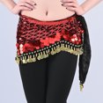 thumbnail image 2 of ZToonmas Women's Sparkly Sequin Belly Dance Hip Scarf Tie-on Skirt with Dangling Coins for Stage Performance, 2 of 3
