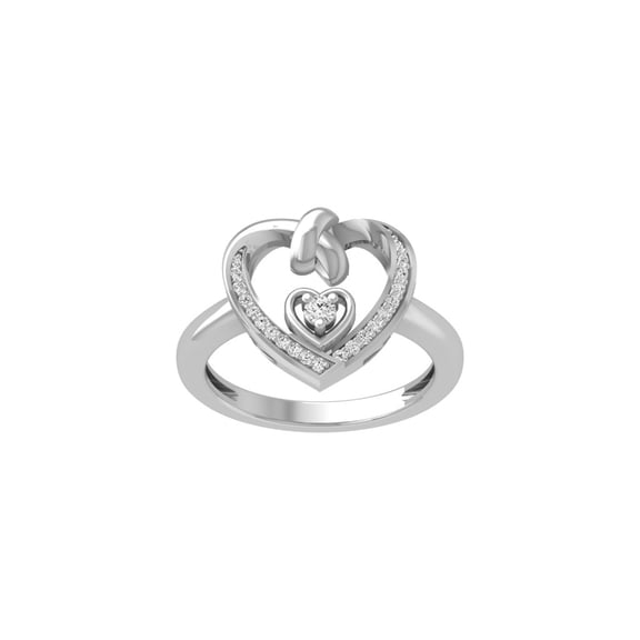 ARAIYA FINE JEWELRY Sterling Silver Round-Shape Diamond Heart Engagement Ring (1/8 Cttw, I-J Color, I2-I3 Clarity) Size 5