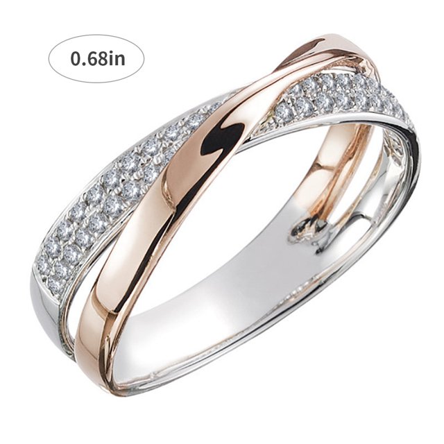 Worallymy Anillo de mujer Anillo de diamantes de imitación de doble círculo Estilo simple Joyería de mano para niña Joyería para perder peso Color doble Tamaño 7 Worallymy JD735804587
