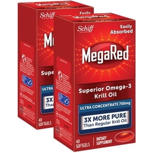 (2 Pack) MegaRed Ultra Strength Omega-3 Krill Oil Softgels, 750 Mg, 40